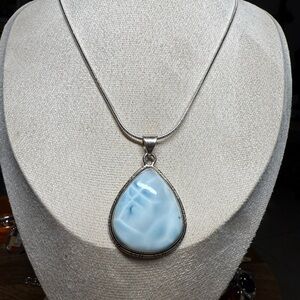 Elegant Silver Necklace with Larimar Pendant